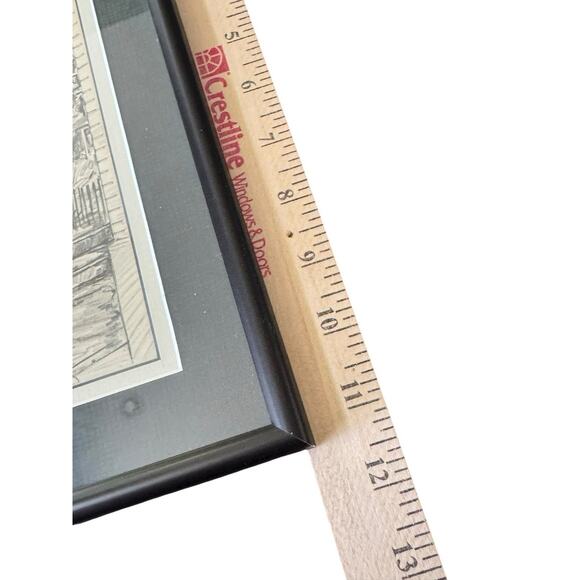 Framed Louisburg Square Boston Signed Drawing Print Art Ruzicka Style Historic - Picture 6 of 7